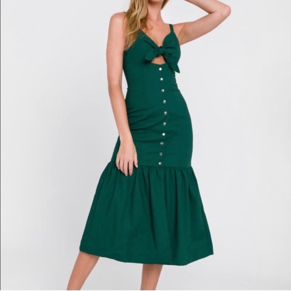 Endless Rose Green Ruffled Midi Sundress. Brand new